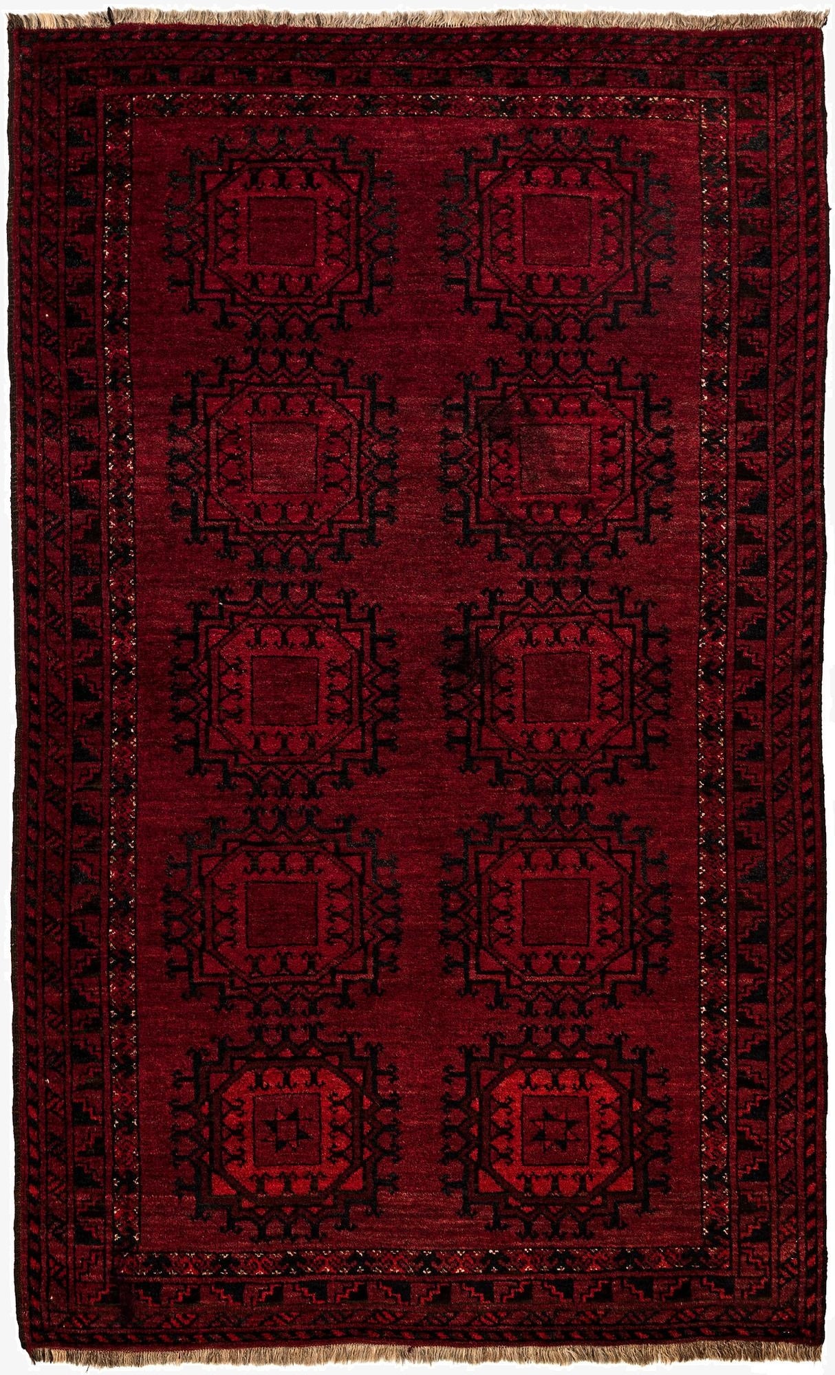  3' 10 x 6' 5  Hand Knotted Afghan Akhche Oriental Wool Rug
