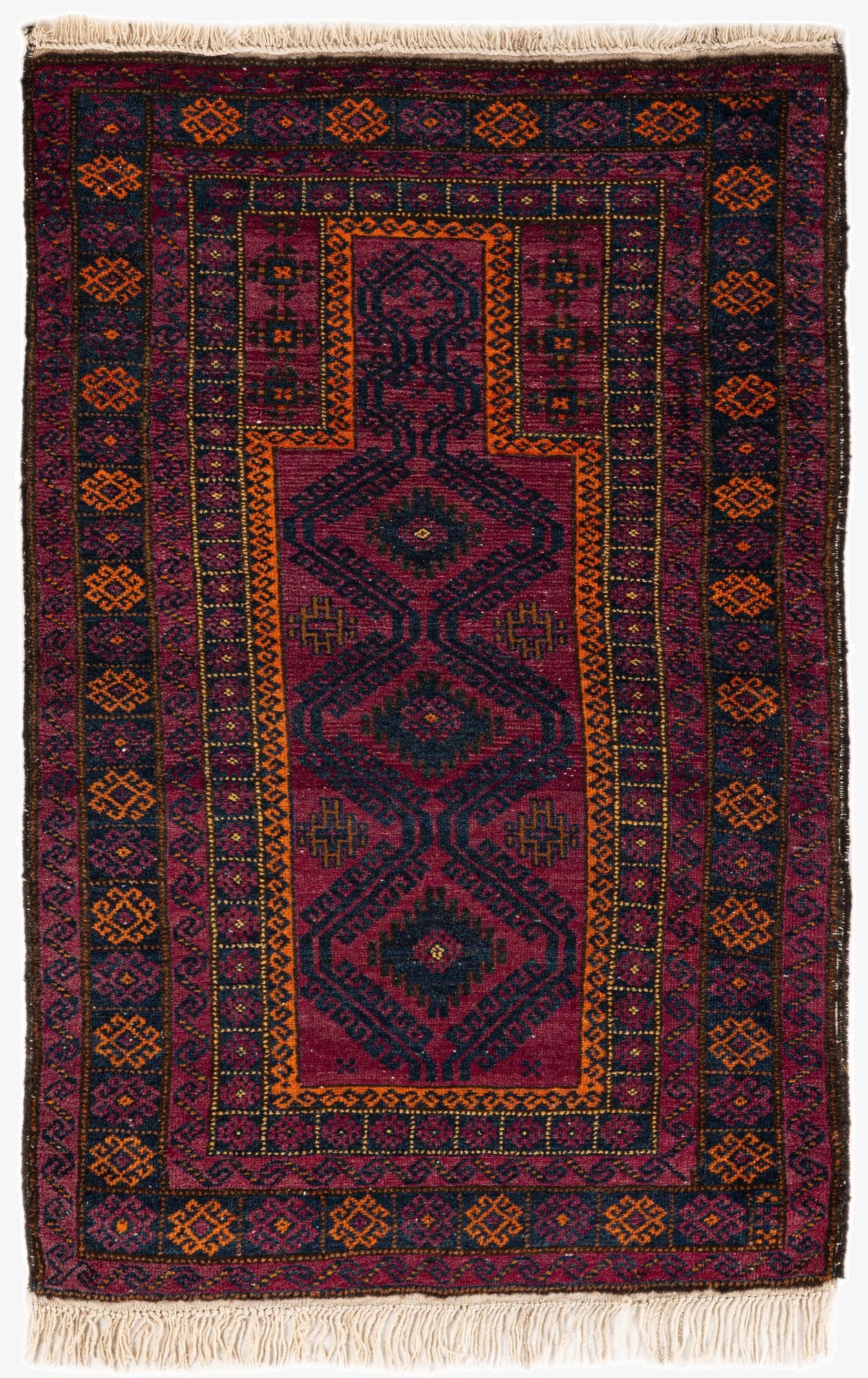  2' 9 x 4' 4  Hand Knotted Afghan Ersari Wool Rug