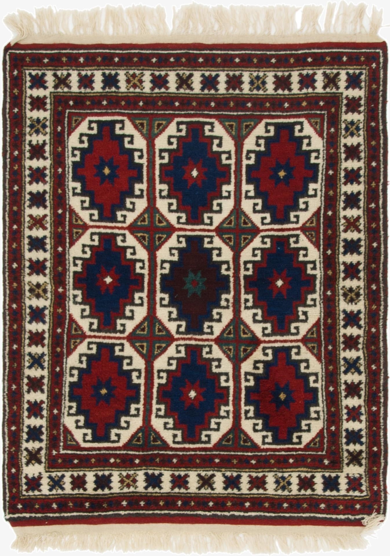  3' 4 x 4' 4  Hand Knotted Anatolian Oriental Wool Rug