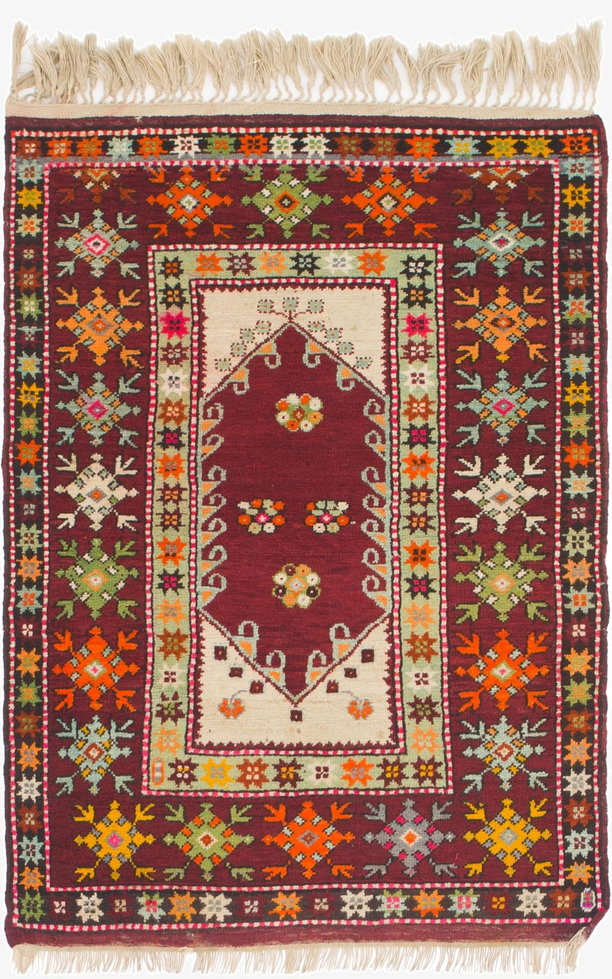  3' 8 x 5' 4  Hand Knotted Anatolian Oriental Wool Rug