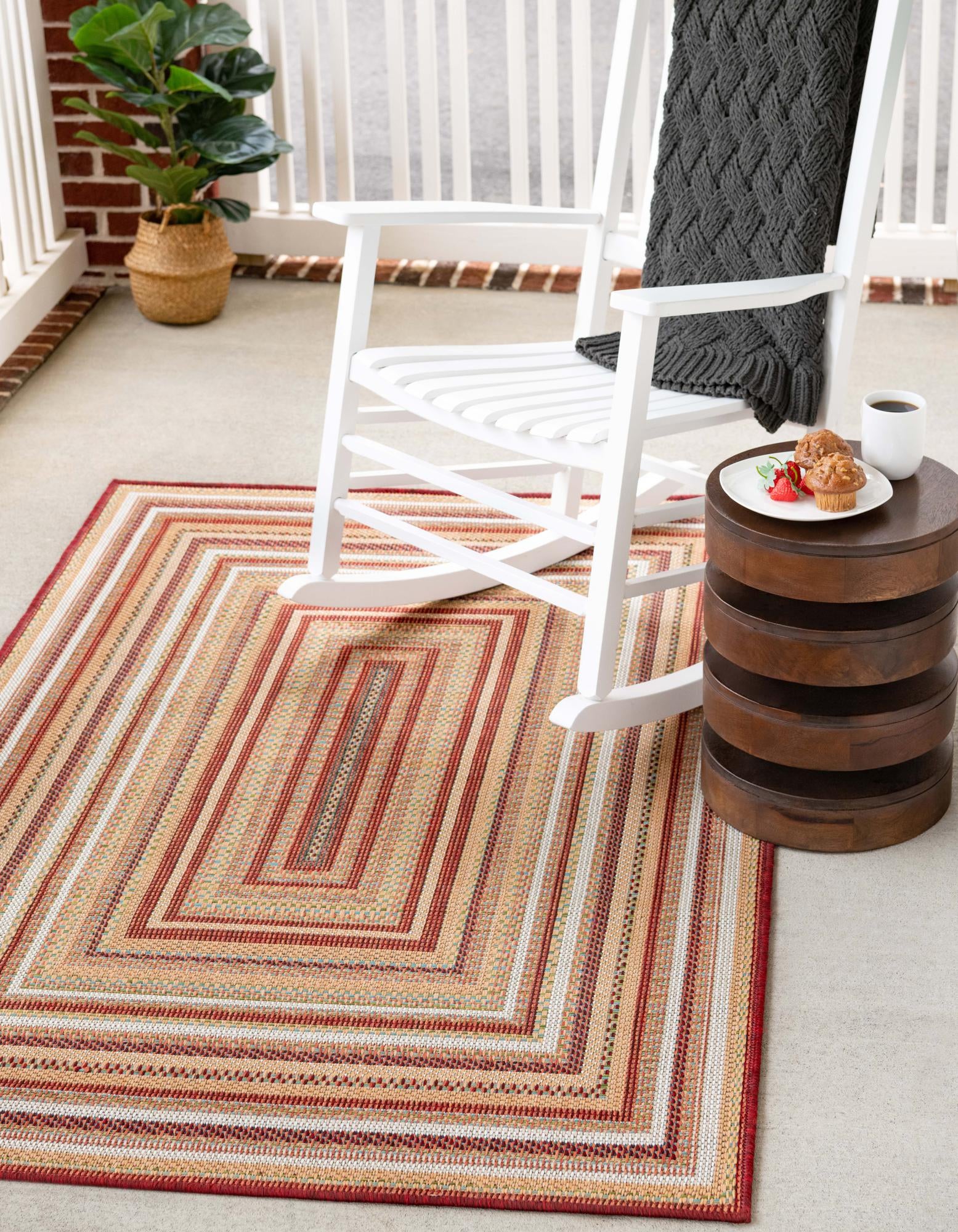 Burgundy 5' 3 x 7' 7 Baja Indoor / Outdoor Rug | Rugs.com