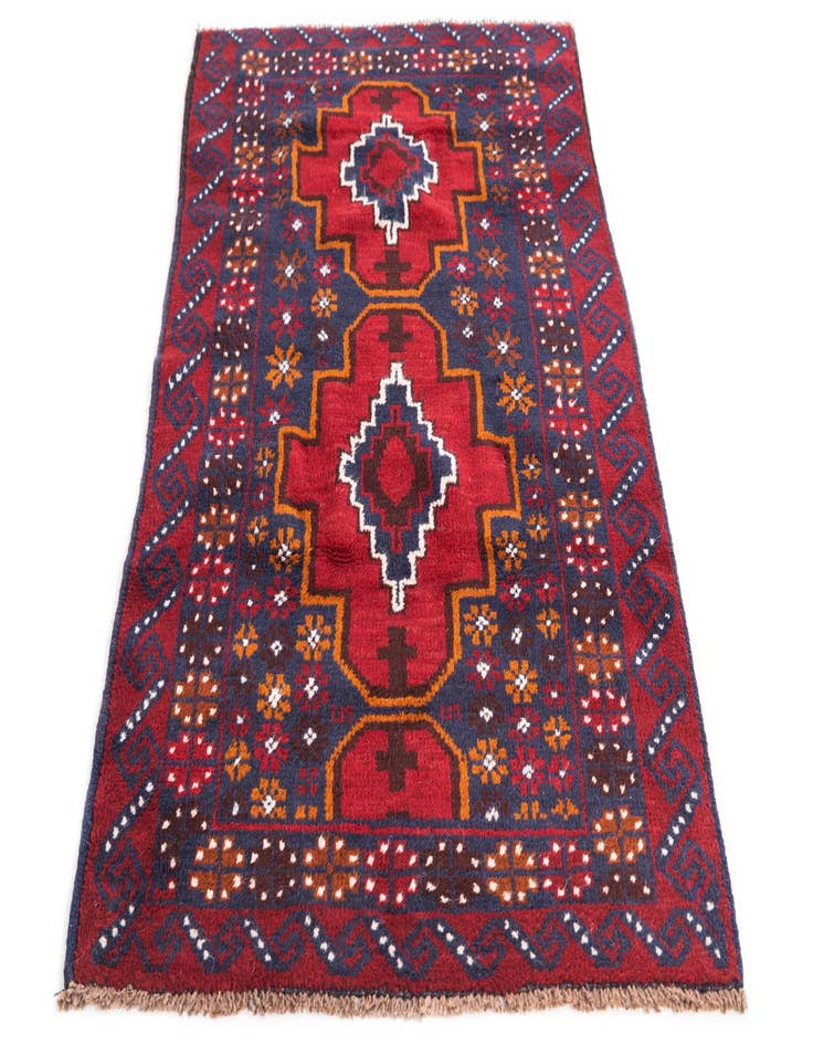 Detail image of  2' 10 x 4' 8  Hand Knotted Balouch Persian Wool Rug