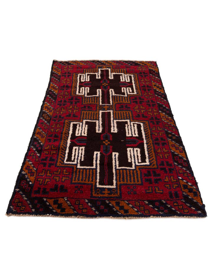 Detail image of  2' 10 x 4' 9  Hand Knotted Balouch Persian Wool Rug