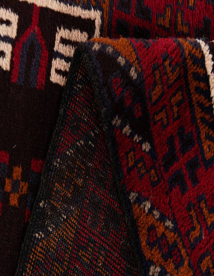 Detail image of  2' 10 x 4' 9  Hand Knotted Balouch Persian Wool Rug