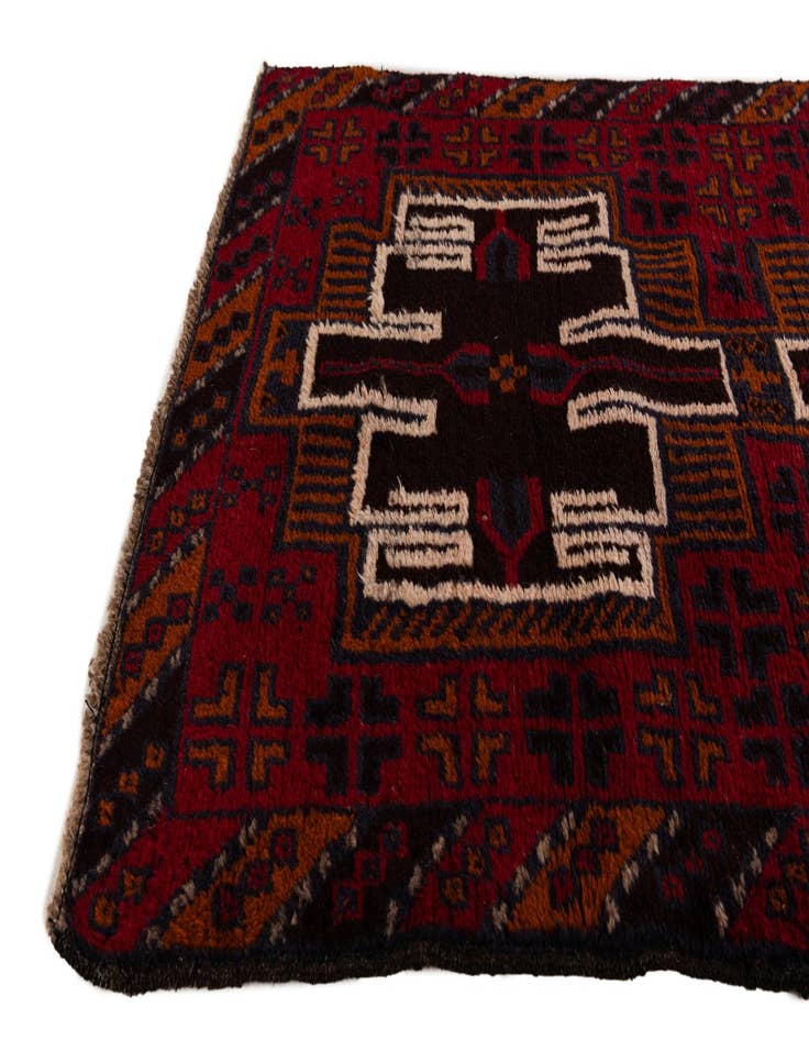 Detail image of  2' 10 x 4' 9  Hand Knotted Balouch Persian Wool Rug