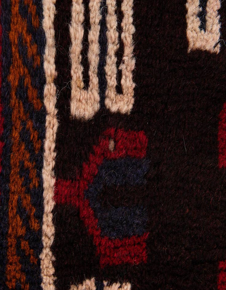 Detail image of  2' 10 x 4' 9  Hand Knotted Balouch Persian Wool Rug