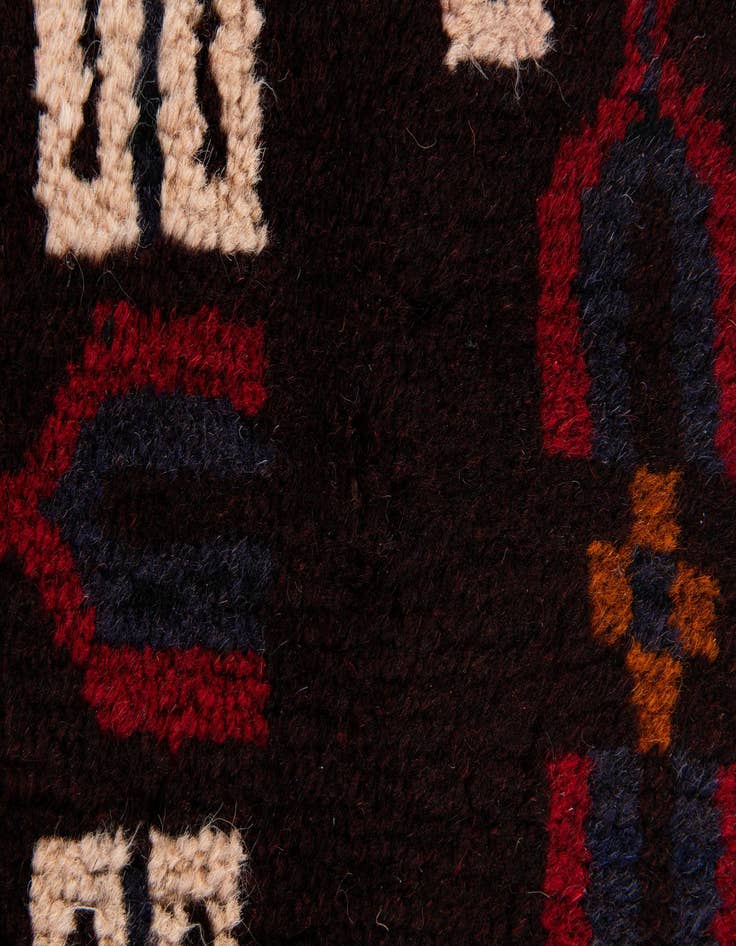 Detail image of  2' 10 x 4' 9  Hand Knotted Balouch Persian Wool Rug