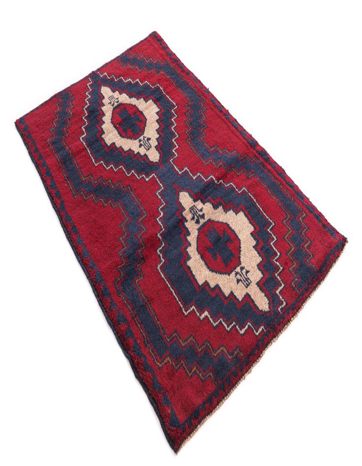 Detail image of  2' 10 x 4' 5  Hand Knotted Balouch Persian Wool Rug