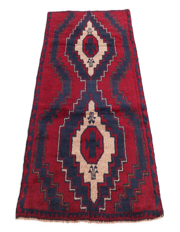 Detail image of  2' 10 x 4' 5  Hand Knotted Balouch Persian Wool Rug