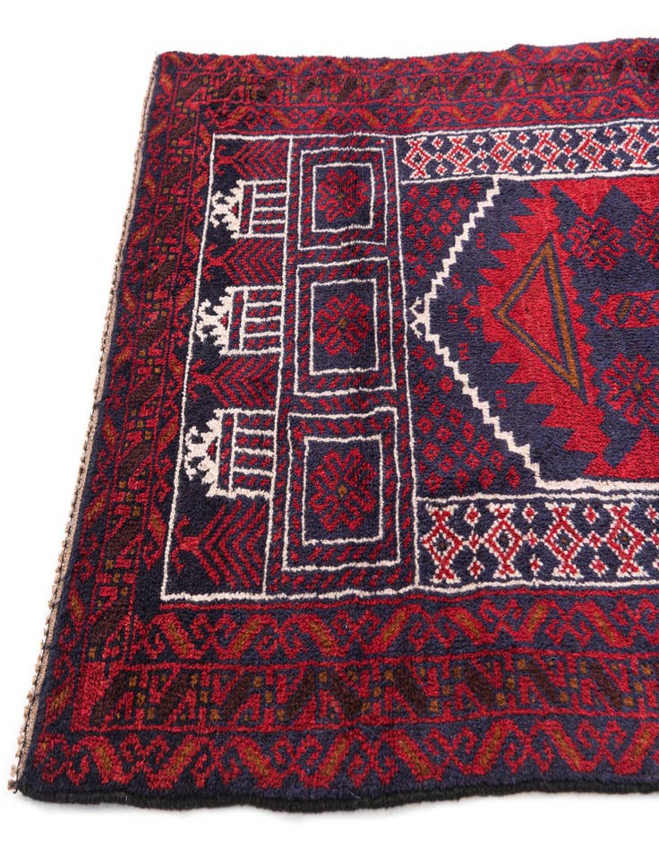 Detail image of  2' 10 x 4' 9  Hand Knotted Balouch Persian Wool Rug