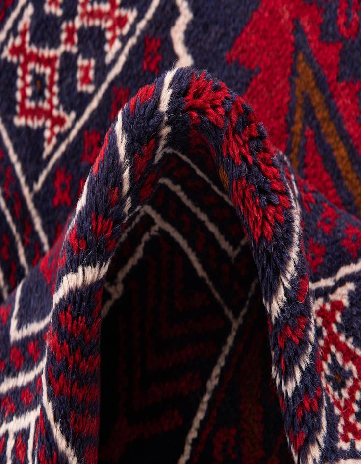 Detail image of  2' 10 x 4' 9  Hand Knotted Balouch Persian Wool Rug