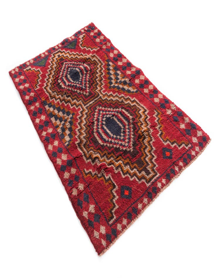 Detail image of  2' 10 x 4' 6  Hand Knotted Balouch Persian Wool Rug