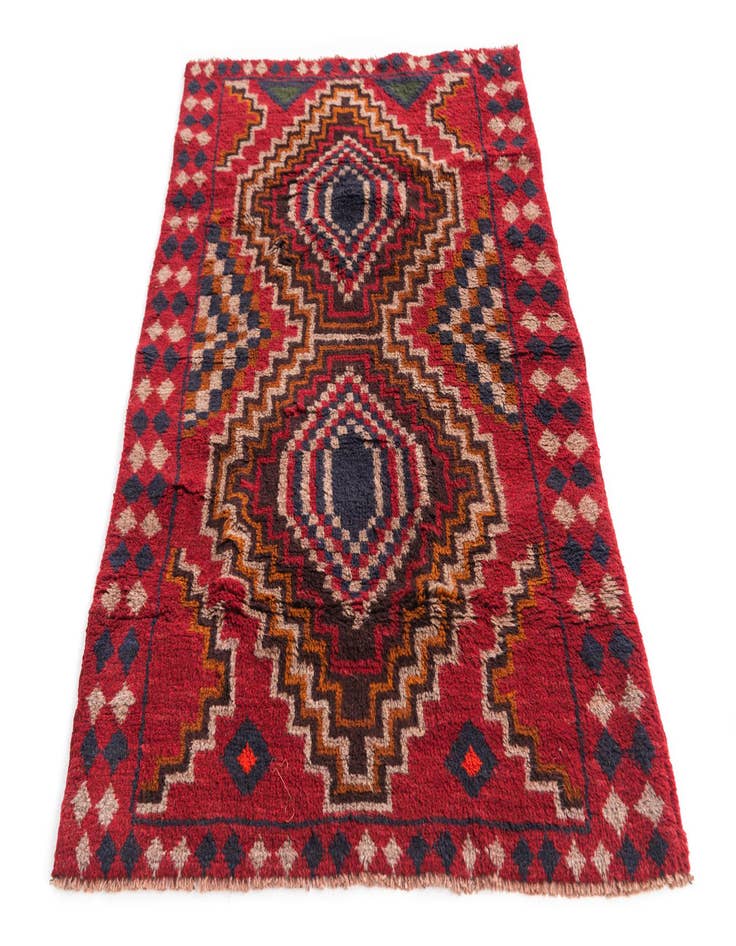 Detail image of  2' 10 x 4' 6  Hand Knotted Balouch Persian Wool Rug