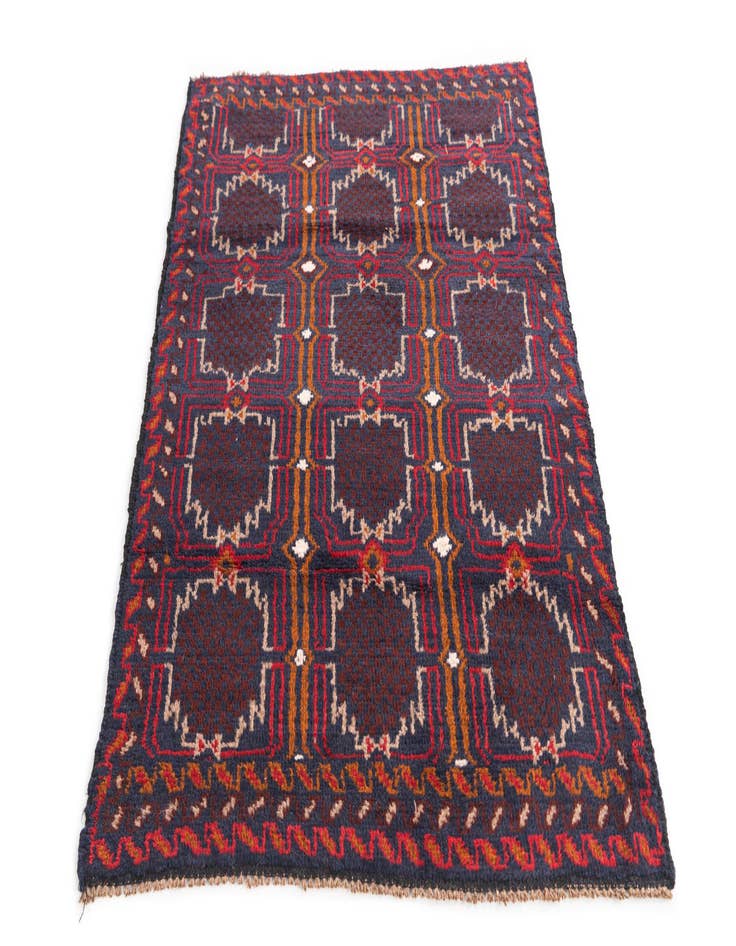 Detail image of  2' 10 x 4' 5  Hand Knotted Balouch Persian Wool Rug