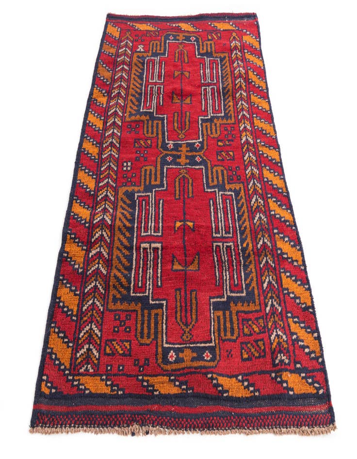 Detail image of  2' 10 x 4' 7  Hand Knotted Balouch Persian Wool Rug