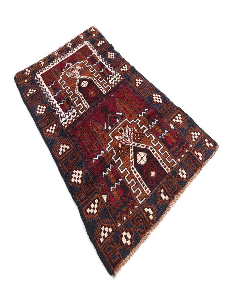 Detail image of  2' 9 x 4' 7  Hand Knotted Balouch Persian Wool Rug