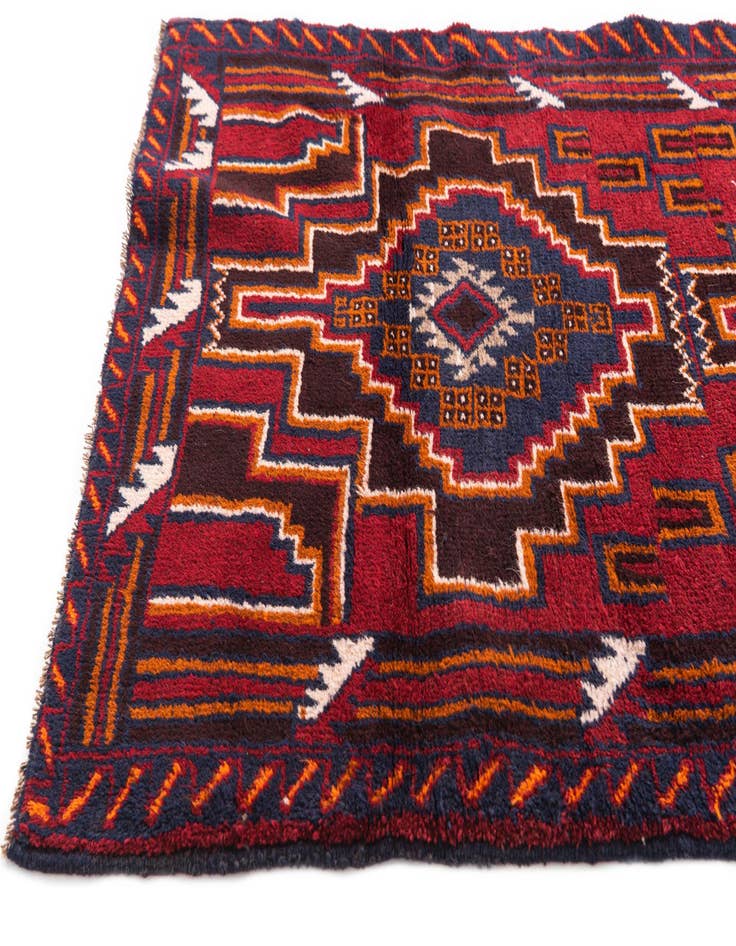 Detail image of  2' 10 x 4' 6  Hand Knotted Balouch Persian Wool Rug
