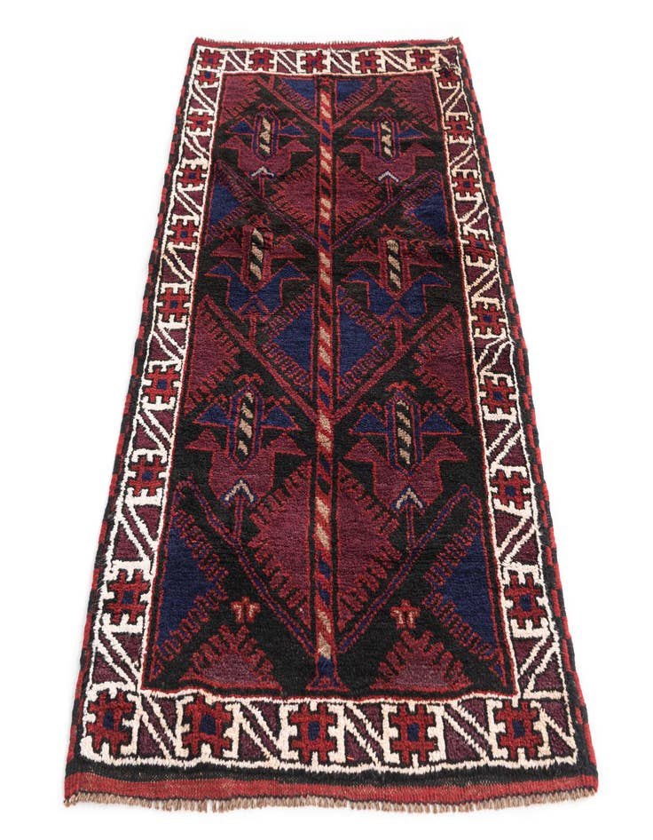 Detail image of  2' 9 x 4' 9  Hand Knotted Balouch Persian Wool Rug