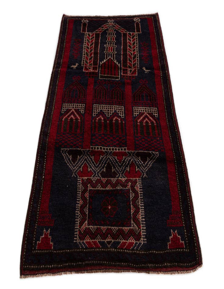 Detail image of  3' x 4' 7  Hand Knotted Balouch Persian Wool Rug