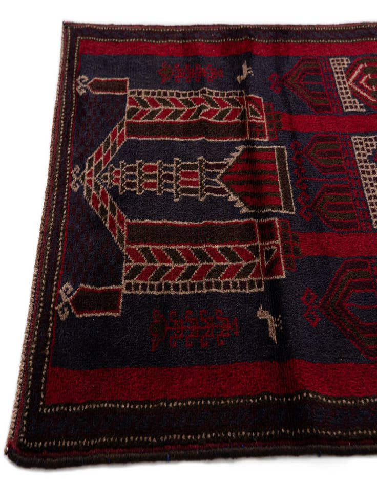 Detail image of  3' x 4' 7  Hand Knotted Balouch Persian Wool Rug