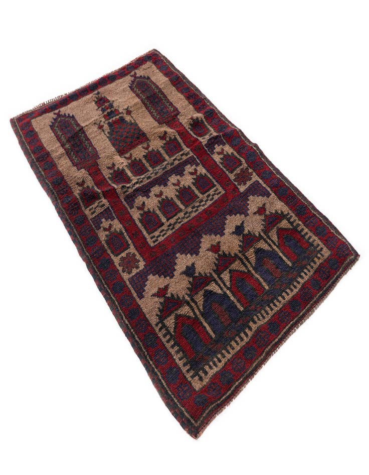 Detail image of  2' 10 x 4' 8  Hand Knotted Balouch Persian Wool Rug