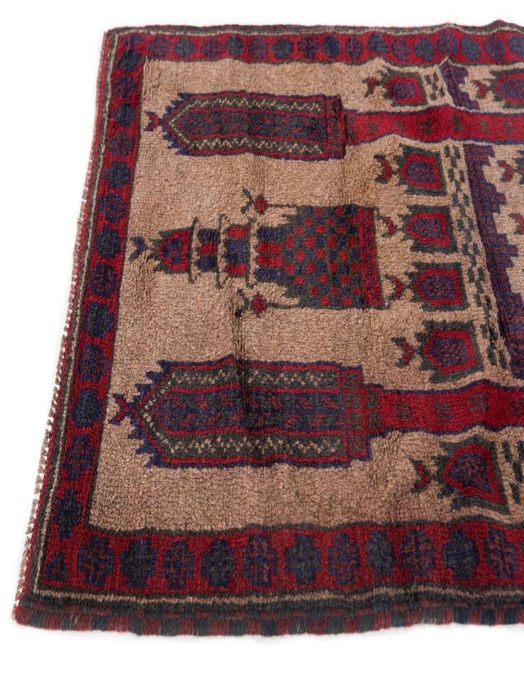 Detail image of  2' 10 x 4' 8  Hand Knotted Balouch Persian Wool Rug