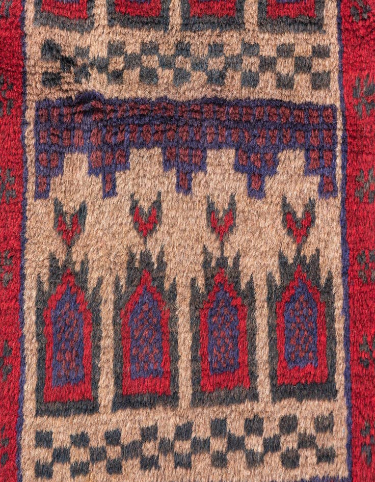 Detail image of  2' 10 x 4' 8  Hand Knotted Balouch Persian Wool Rug