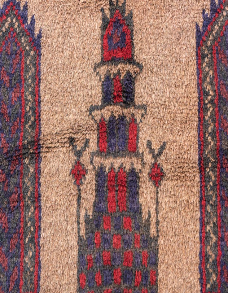 Detail image of  2' 10 x 4' 8  Hand Knotted Balouch Persian Wool Rug
