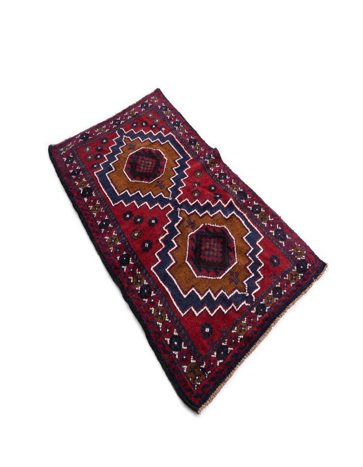 Detail image of  2' 10 x 4' 9  Hand Knotted Balouch Persian Wool Rug