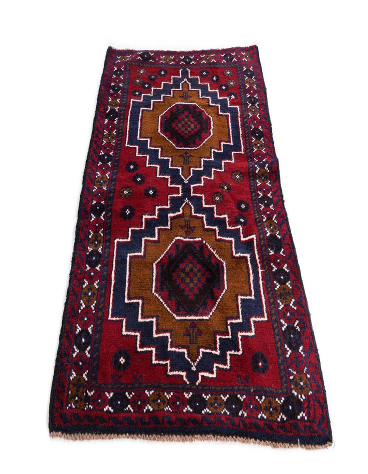 Detail image of  2' 10 x 4' 9  Hand Knotted Balouch Persian Wool Rug