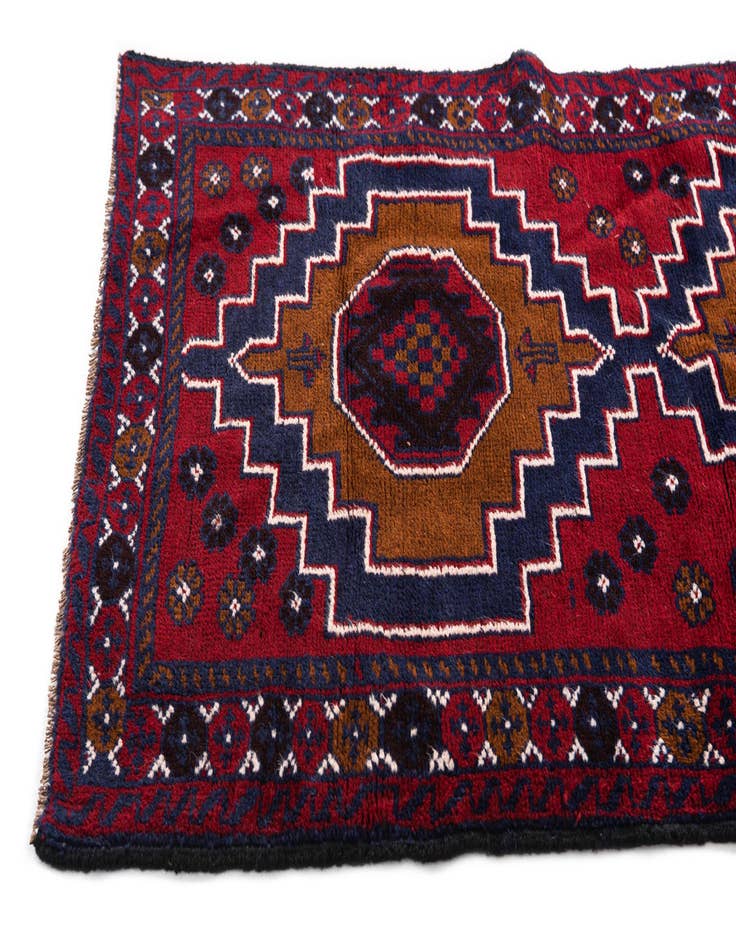 Detail image of  2' 10 x 4' 9  Hand Knotted Balouch Persian Wool Rug