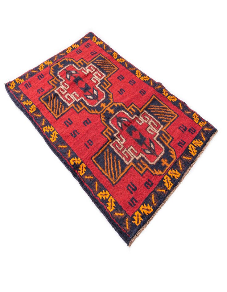 Detail image of  2' 10 x 4' 6  Hand Knotted Balouch Persian Wool Rug