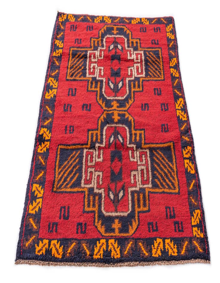 Detail image of  2' 10 x 4' 6  Hand Knotted Balouch Persian Wool Rug