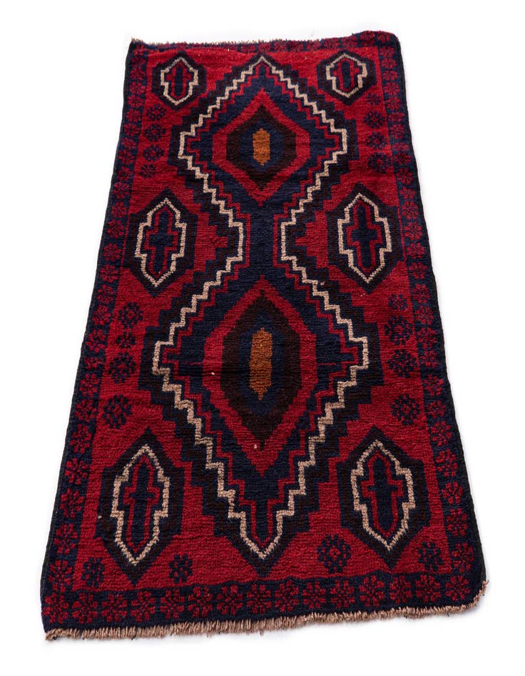 Detail image of  2' 9 x 4' 8  Hand Knotted Balouch Persian Wool Rug