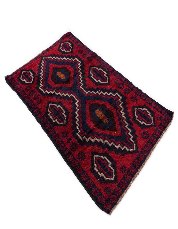 Detail image of  2' 9 x 4' 8  Hand Knotted Balouch Persian Wool Rug