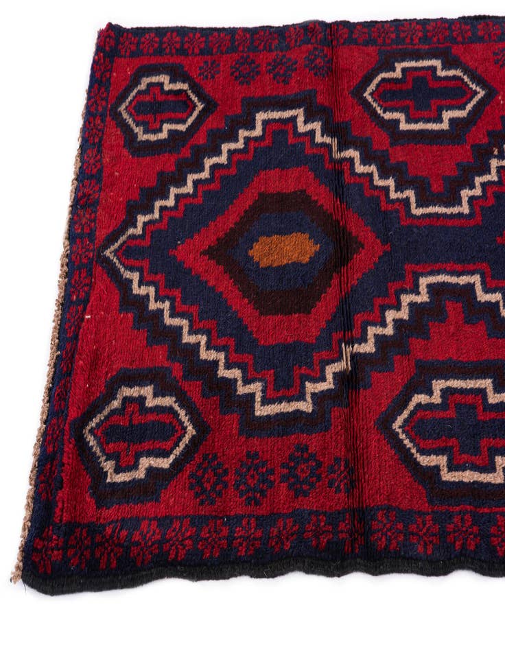 Detail image of  2' 9 x 4' 8  Hand Knotted Balouch Persian Wool Rug