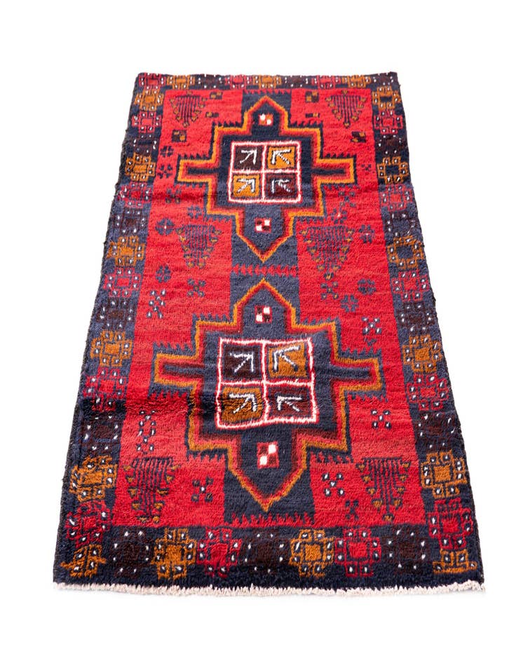 Detail image of  2' 9 x 4' 8  Hand Knotted Balouch Persian Wool Rug