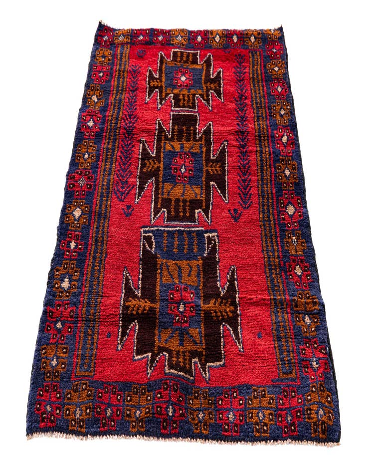 Detail image of  3' x 4' 9  Hand Knotted Balouch Persian Wool Rug