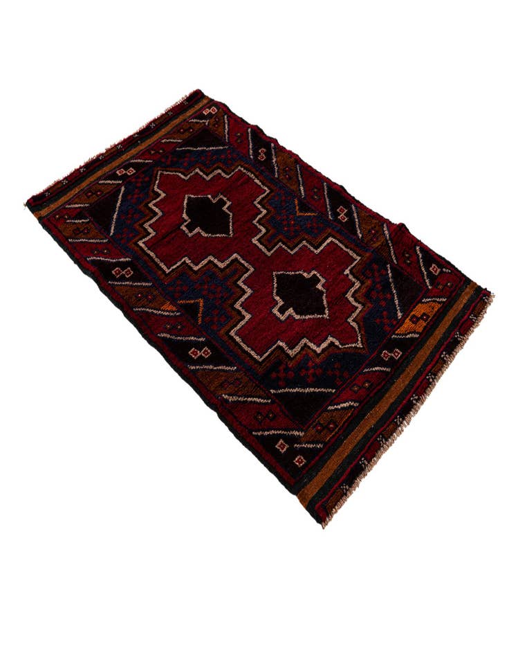 Detail image of  2' 10 x 4' 8  Hand Knotted Balouch Persian Wool Rug