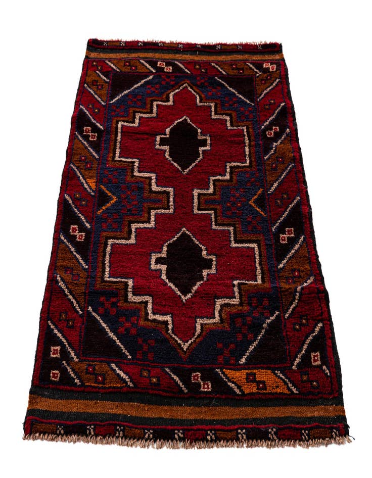 Detail image of  2' 10 x 4' 8  Hand Knotted Balouch Persian Wool Rug