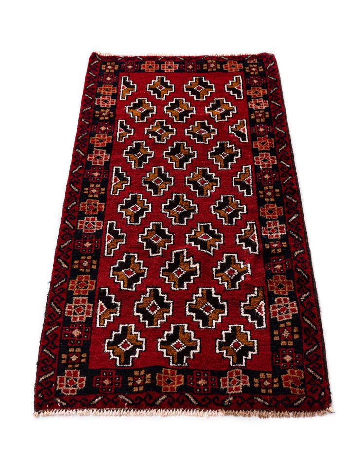 Detail image of  2' 10 x 4' 7  Hand Knotted Balouch Persian Wool Rug