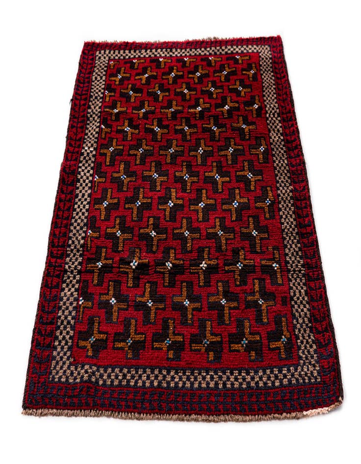 Detail image of  2' 10 x 4' 7  Hand Knotted Balouch Persian Wool Rug