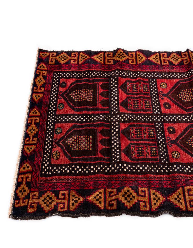 Detail image of  2' 9 x 4' 7  Hand Knotted Balouch Persian Wool Rug