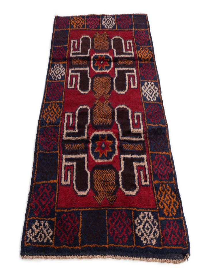 Detail image of  2' 9 x 4' 9  Hand Knotted Balouch Persian Wool Rug