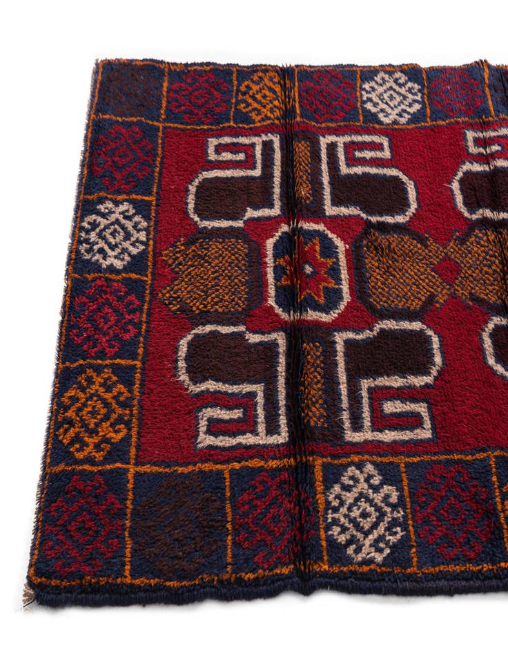 Detail image of  2' 9 x 4' 9  Hand Knotted Balouch Persian Wool Rug