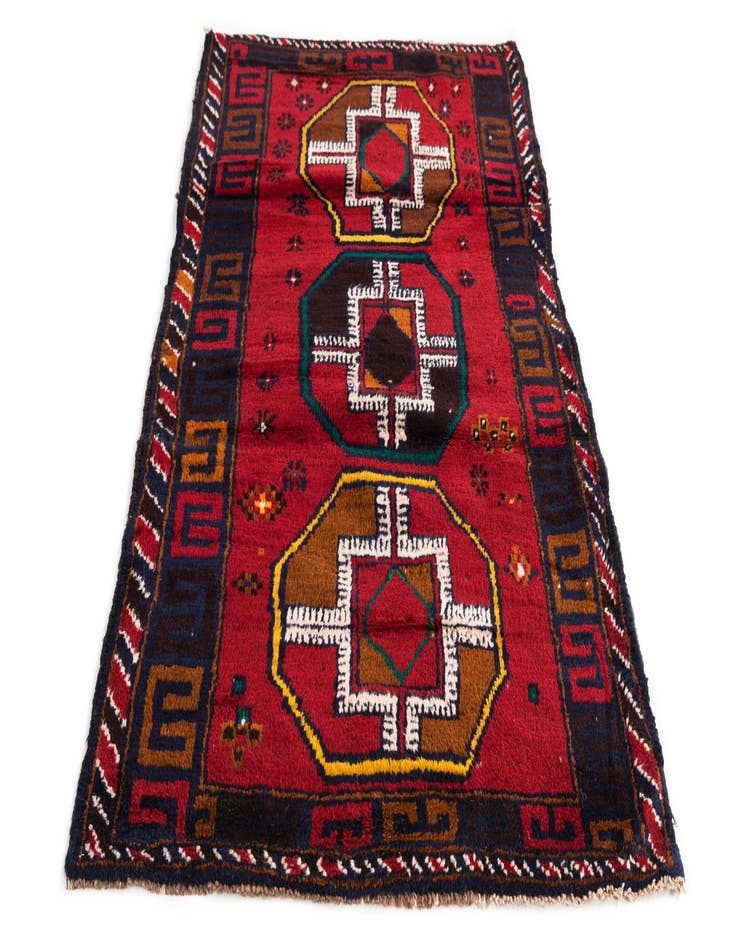 Detail image of  2' 9 x 4' 10  Hand Knotted Balouch Persian Wool Rug