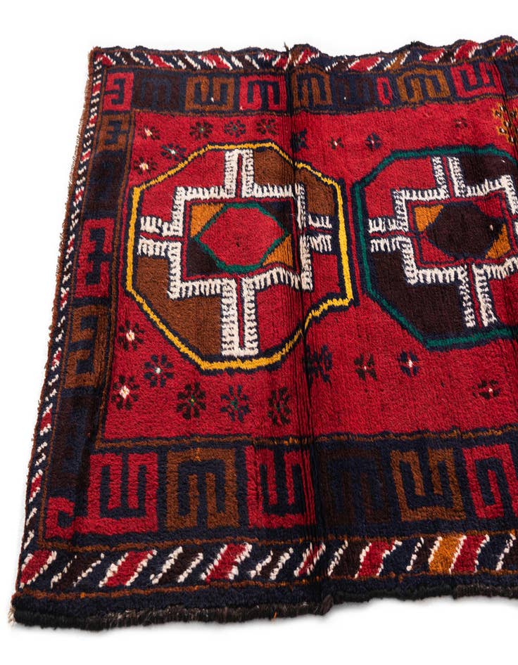 Detail image of  2' 9 x 4' 10  Hand Knotted Balouch Persian Wool Rug