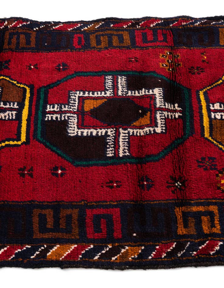 Detail image of  2' 9 x 4' 10  Hand Knotted Balouch Persian Wool Rug