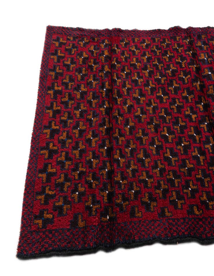 Detail image of  2' 10 x 4' 5  Hand Knotted Balouch Persian Wool Rug