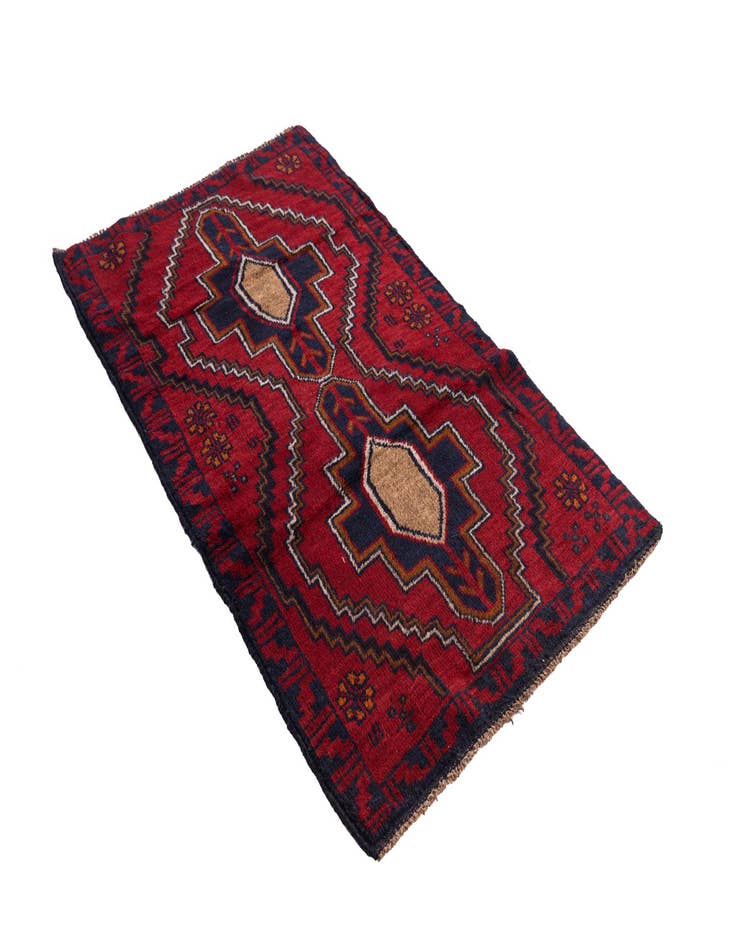 Detail image of  2' 9 x 4' 8  Hand Knotted Balouch Persian Wool Rug